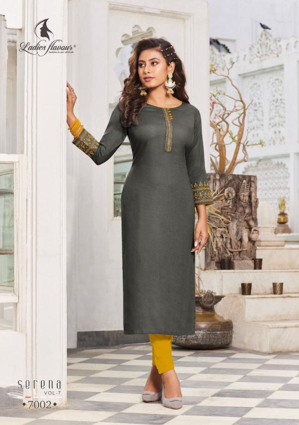 Ladies Flavour Serena 7 Rayon Embroidery Wear Kurti Collection